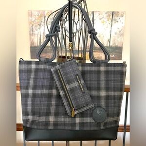 NEW Farmhouse Is My Style Two Piece Deluxe Leather Cloth Tote & Wristlet
